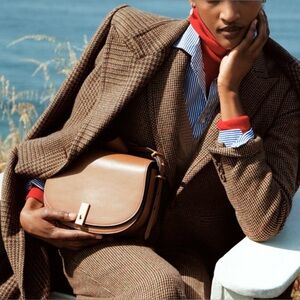 Ralph Lauren Women’s Dark Brown Tweed Wool Blend Double Breasted Blazer Size 8